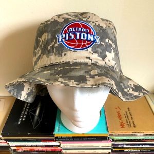 Rare Detroit Pistons Army Camo Bucket Hat